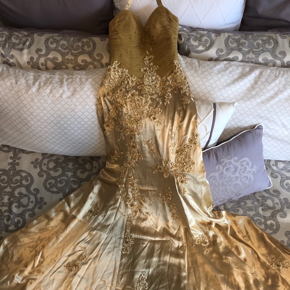Gold evening gown